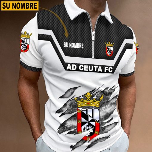 AD Ceuta FC – Polo con cremallera Edición Especial con Nombre Personalizado