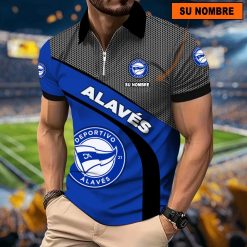 Deportivo Alavés – Polo con cremallera Nuevo estilo con Nombre Personalizado