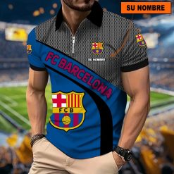 FC Barcelona – Polo con cremallera Nuevo estilo con Nombre Personalizado