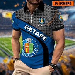 Getafe CF – Polo con cremallera Nuevo estilo con Nombre Personalizado