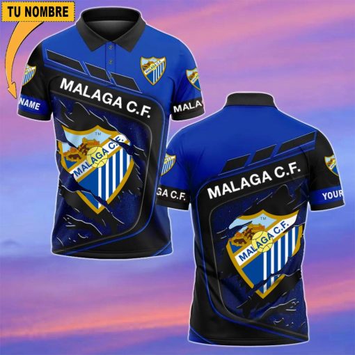 Málaga CF – Polo Estilo deportivo con Nombre Personalizado