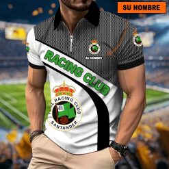 Racing Santander – Polo con cremallera Nuevo estilo con Nombre Personalizado