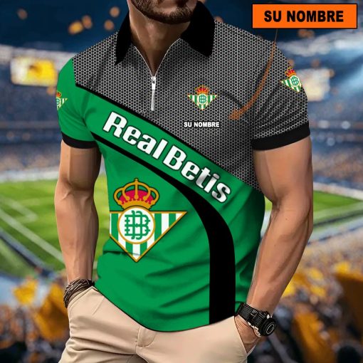 Real Betis – Polo con cremallera Nuevo estilo con Nombre Personalizado