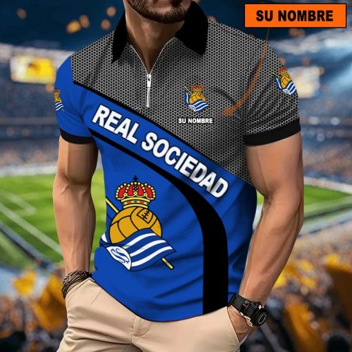 Real Sociedad – Polo con cremallera Nuevo estilo con Nombre Personalizado