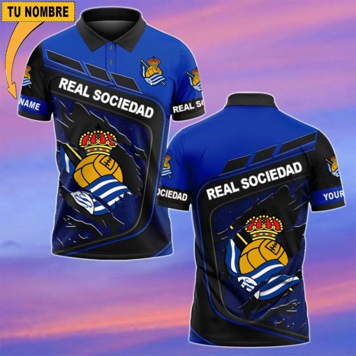 Real Sociedad – Polo Estilo deportivo con Nombre Personalizado