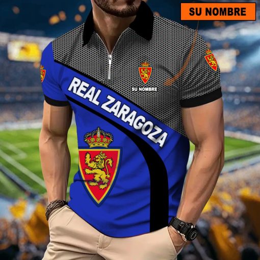 Real Zaragoza – Polo con cremallera Nuevo estilo con Nombre Personalizado
