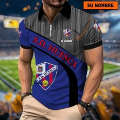 SD Huesca – Polo con cremallera Nuevo estilo con Nombre Personalizado