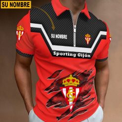 Sporting Gijon – Polo con cremallera Edición Especial con Nombre Personalizado
