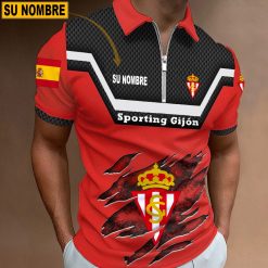 Sporting Gijon – Polo con cremallera Edición Especial con Nombre Personalizado
