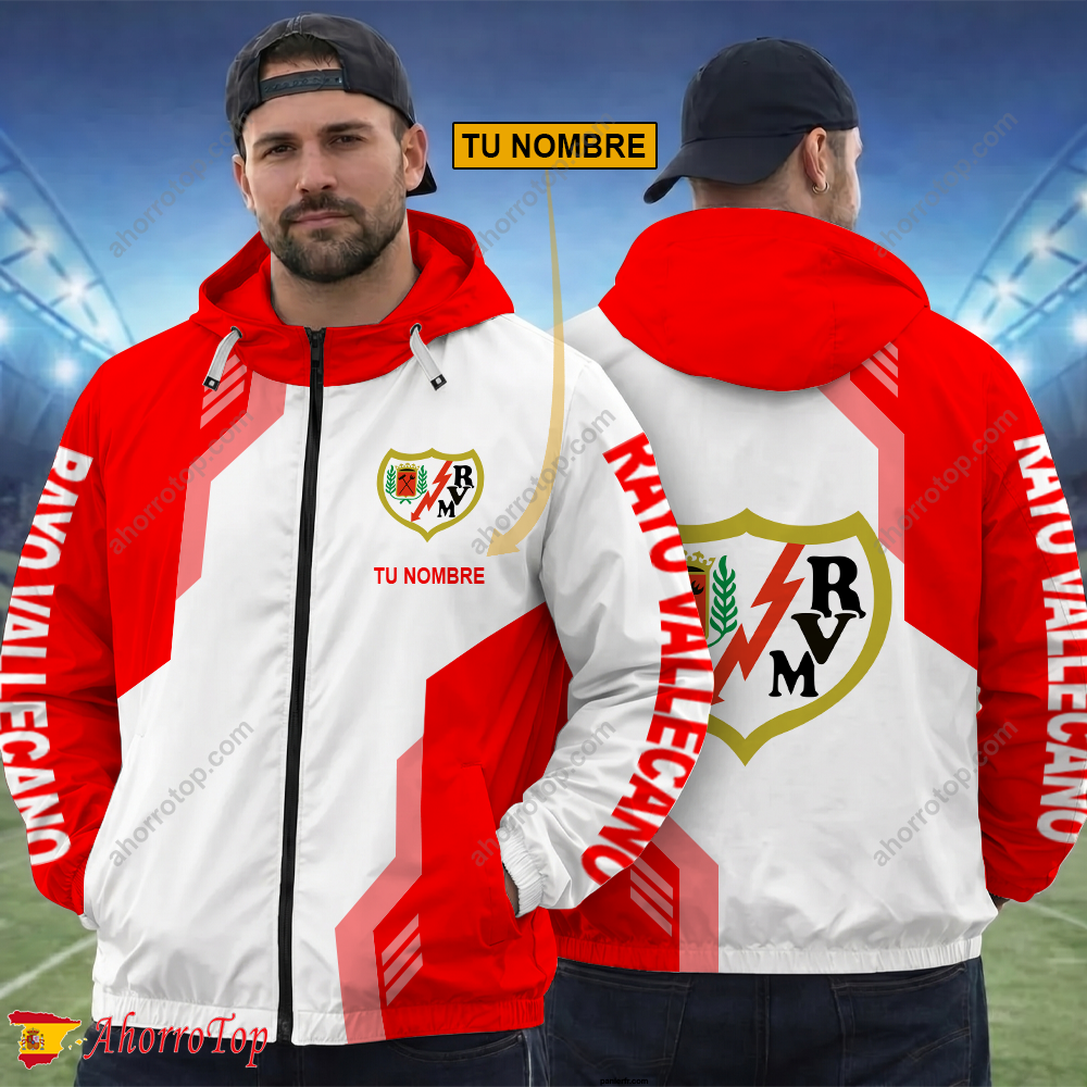 Rayo Vallecano – Cortavientos con cremallera Edición Especial con Nombre Personalizado Rayo Vallecano – Cortavientos con cremallera Edición Especial con Nombre Personalizado
