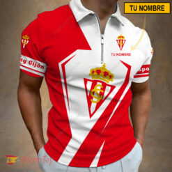Sporting Gijon – Polo con cremallera Nueva edición con Nombre Personalizado