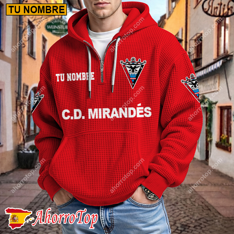 CD Mirandés – Hoodie de waffle Edición limitada con Nombre Personalizado CD Mirandés – Hoodie de waffle Edición limitada con Nombre Personalizado