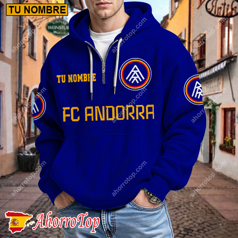 FC Andorra – Hoodie de waffle Edición limitada con Nombre Personalizado FC Andorra – Hoodie de waffle Edición limitada con Nombre Personalizado