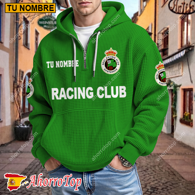 Racing Santander – Hoodie de waffle Edición limitada con Nombre Personalizado Racing Santander – Hoodie de waffle Edición limitada con Nombre Personalizado