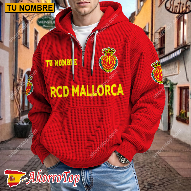 Real Mallorca – Hoodie de waffle Edición limitada con Nombre Personalizado Real Mallorca – Hoodie de waffle Edición limitada con Nombre Personalizado