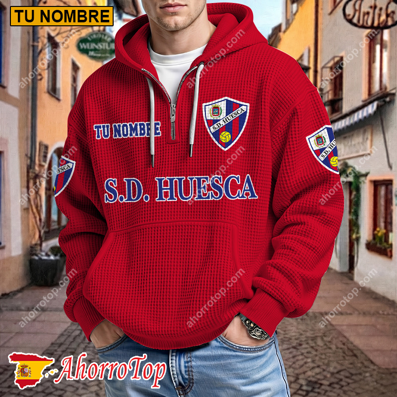 SD Huesca – Hoodie de waffle Edición limitada con Nombre Personalizado SD Huesca – Hoodie de waffle Edición limitada con Nombre Personalizado
