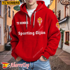 Sporting Gijon – Hoodie de waffle Edición limitada con Nombre Personalizado